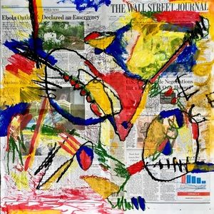 1.5FT Acrylic Canvas Painting Original Collage Art